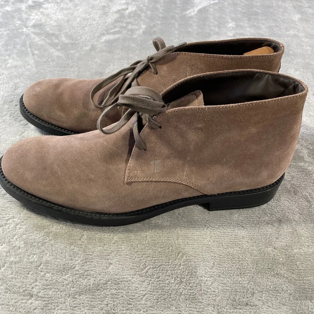 Tods Chukka Boots Shoes Mens 10.5 Light Brown Suede Preppy Office Italy Luxury